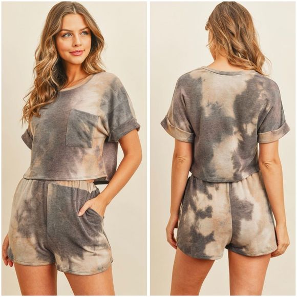 🆕Mocha tie dye short and top set - Picture 2 of 5